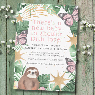 Invitación Baby Shower Chica de de mariposa y tragamonedas r