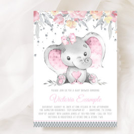 Invitación Baby Shower Chica de diamantes florales de Elefant