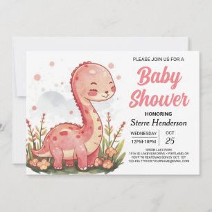 Invitación Baby Shower Chica de Dinosaurios Imprimibles Paste