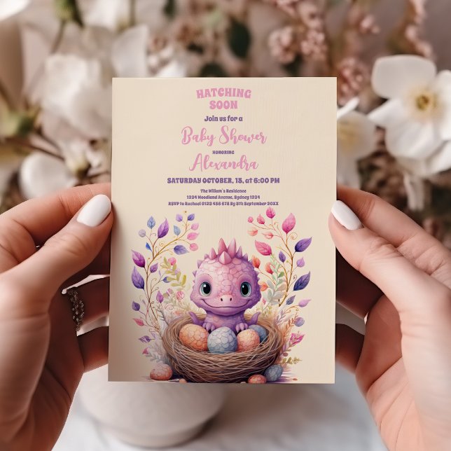 Invitación Baby Shower Chica de dinosaurios rosados (Subido por el creador)