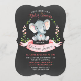 Invitación Baby Shower Chica de elefante acuático Chalkboard