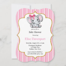 Baby Shower Chica de Elefante Gris Rosa