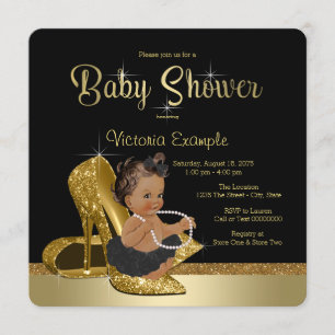 Invitación Baby Shower, Chica de etnia de zapatos de tacón de