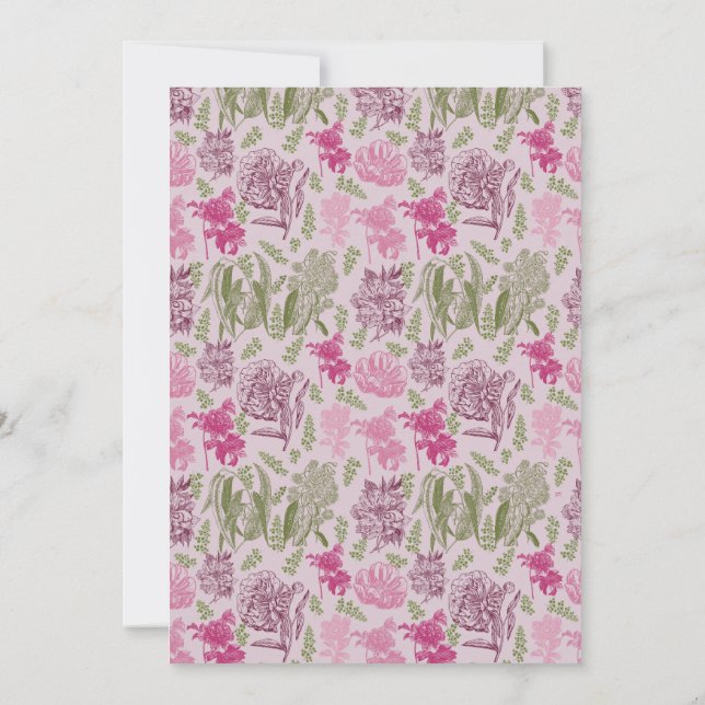 Invitación Baby Shower Chica de Eucalyptus Peony Botánico (Reverso)