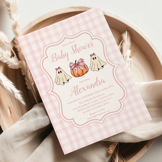 Invitación Baby Shower Chica de Fantasma Halloween Rosa (Subido por el creador)
