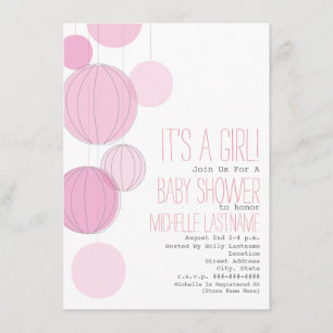 Invitación Baby Shower Chica de faroles rosados