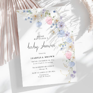 Invitación Baby Shower, Chica de Flor Silvestre Púrpura Prima