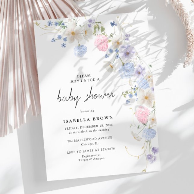 Invitación Baby Shower, Chica de Flor Silvestre Púrpura Prima (Subido por el creador)