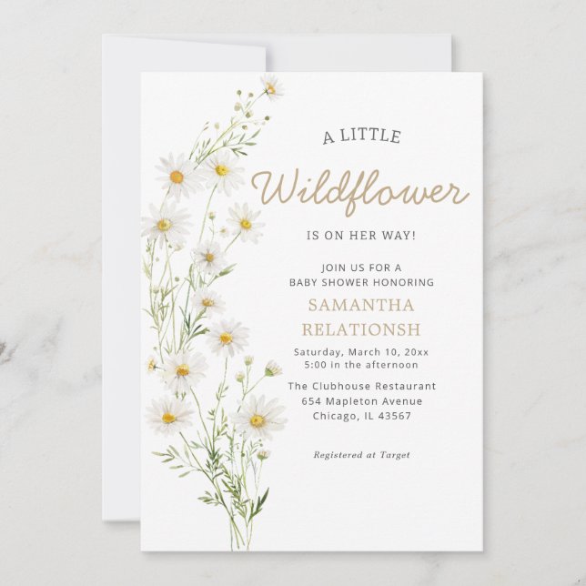 Invitación Baby Shower, chica de Floral de Boho Rustic Floral (Anverso)