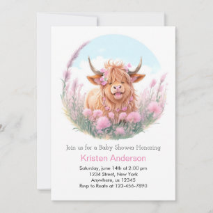 Invitación Baby Shower, Chica de flores silvestres de la vaca