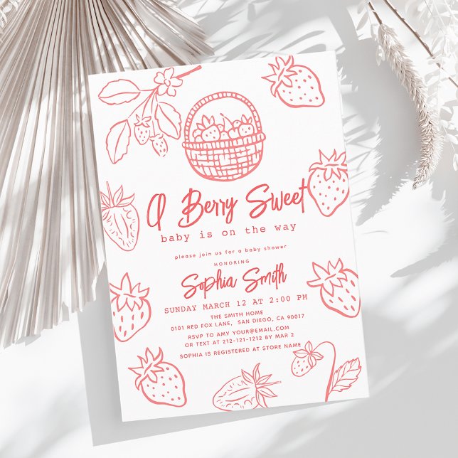 Invitación Baby Shower, Chica de fresa dibujado a mano por Be (Subido por el creador)