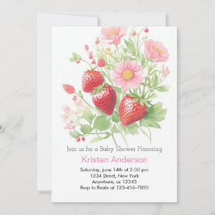 Invitación Baby Shower Chica de fresa dulce