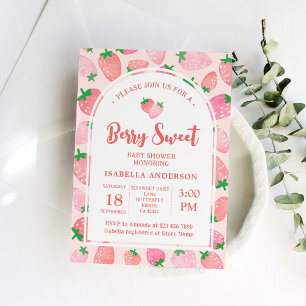 Invitación Baby Shower Chica de fresa dulce Berry