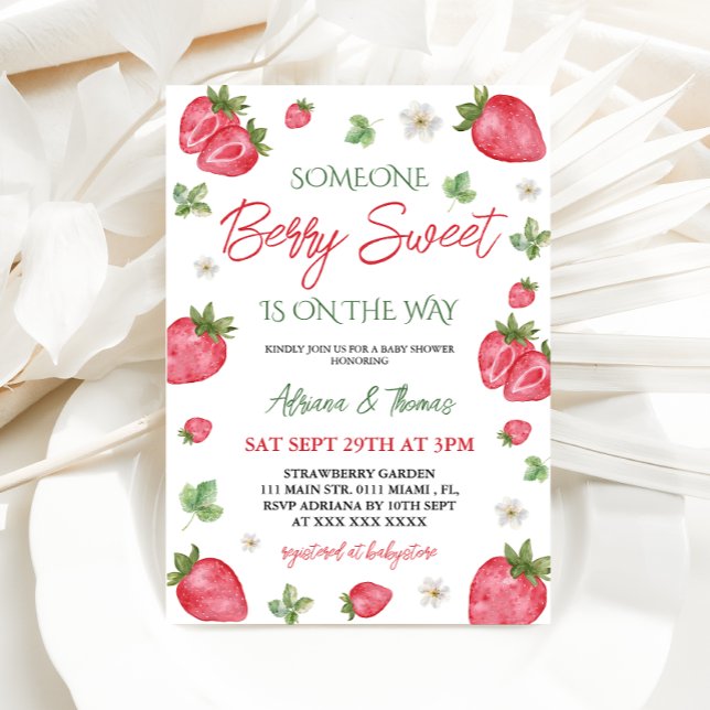 Invitación Baby Shower Chica de fresa dulce Berry (Subido por el creador)