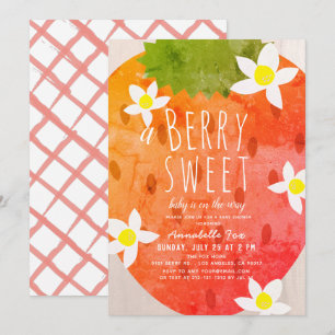 Invitación Baby Shower Chica de fresa dulce Berry