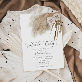 Invitación Baby Shower Chica de Grass Boho Pampas