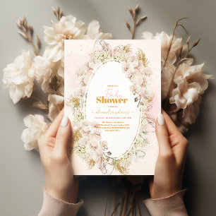 Invitación Baby Shower, Chica de Grass Boho Pampas