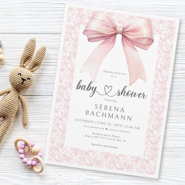 Invitación Baby Shower Chica de herramientas rosadas de vaca (Subido por el creador)