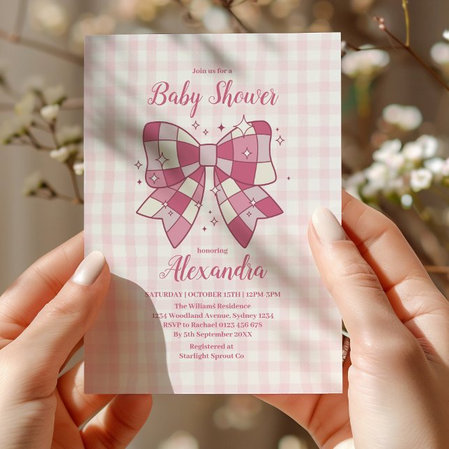 Invitación Baby Shower Chica de inclinación rosada retro (Subido por el creador)