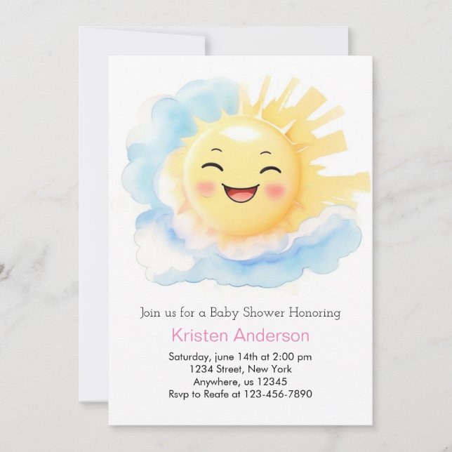 Invitación Baby Shower, Chica de la felicidad besada por el s (Anverso)