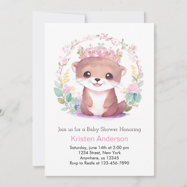 Invitación Baby Shower Chica de la herramienta Floral encanta (Anverso)