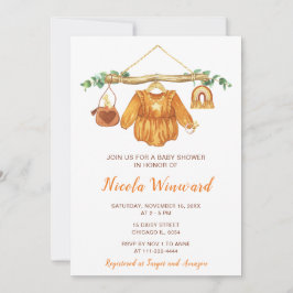 Invitación Baby Shower Chica de la línea de ropa de otoño