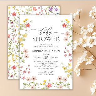 Invitación Baby Shower, Chica de la Primavera de las Flores S