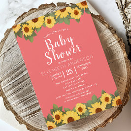 Invitación Baby Shower Chica de la primavera del girasol