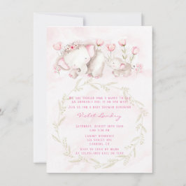 Invitación Baby Shower Chica de mami y yo Elephant Pastel