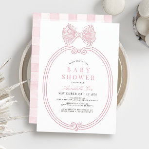 Invitación Baby Shower Chica de marco de cinta de cinta rosa