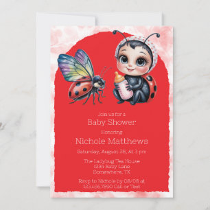 Invitación Baby Shower, Chica de mariposa y mariposa