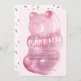 Invitación Baby Shower Chica de oso de goma rosa