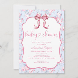 Invitación Baby Shower Chica de plegado rosado