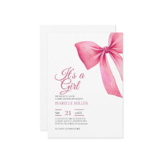 Invitación Baby Shower Chica de plegado rosado