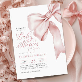 Invitación Baby Shower Chica de plegado rosado