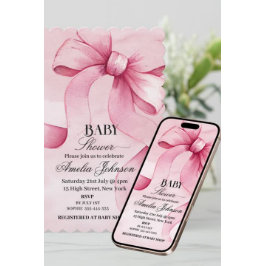 Invitación Baby Shower Chica de plegado rosado