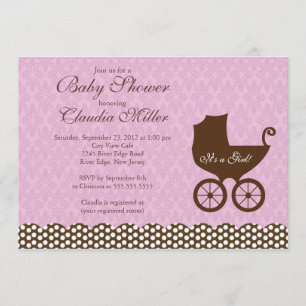 Invitación Baby Shower Chica de portaasatélites elegantes