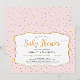 Invitación Baby Shower Chica de Punto Oro Rosado