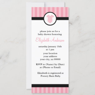 Invitación Baby Shower Chica de ropa rosada
