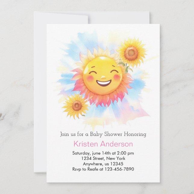 Invitación Baby Shower Chica de Sun Boho Radiant (Anverso)