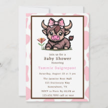 Baby Shower Chica de Vaca Rosa Tan Highland