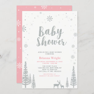 Invitación Baby Shower, Chica de Wonderland Silver y Pink Win