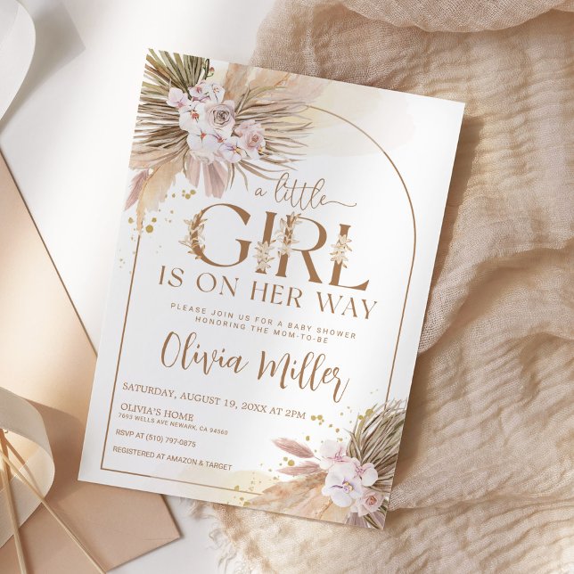 Invitación Baby Shower Chica del Desierto de Grasa Boho Pampa (Subido por el creador)