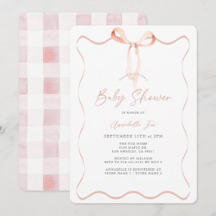 Invitación Baby Shower Chica Delicado De Cinta Rosa