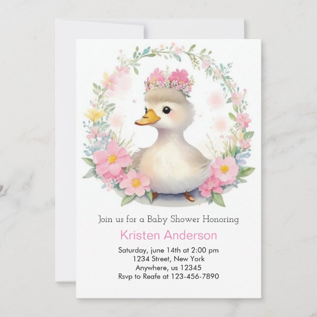 Invitación Baby Shower Chica Delight Duckling (Anverso)