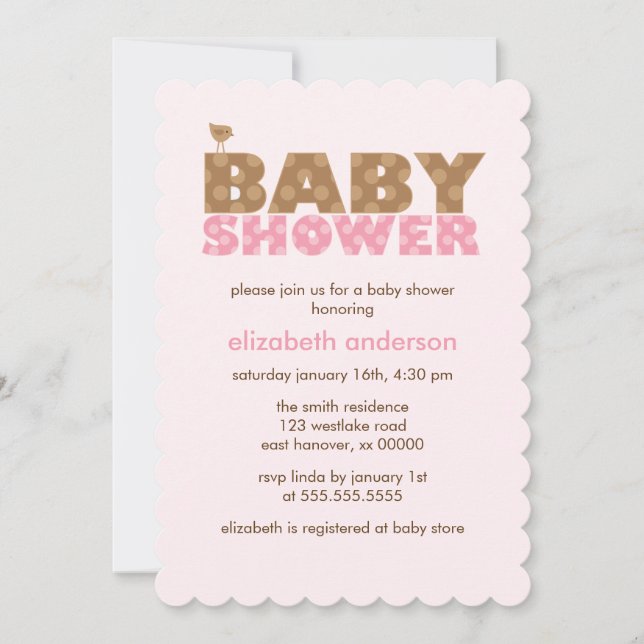 Invitación Baby Shower Chica dulce rosa (Anverso)