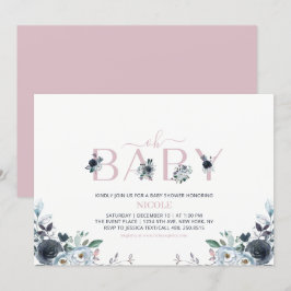 Invitación Baby Shower, Chica floral de la marina y el boho r