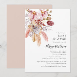 Invitación Baby Shower Chica Floral Pampas Grass Boho