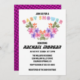 Invitación Baby Shower Chica floral rosa suave