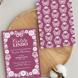 Invitación Baby Shower Chica mexicano Pink Cielito Lindo